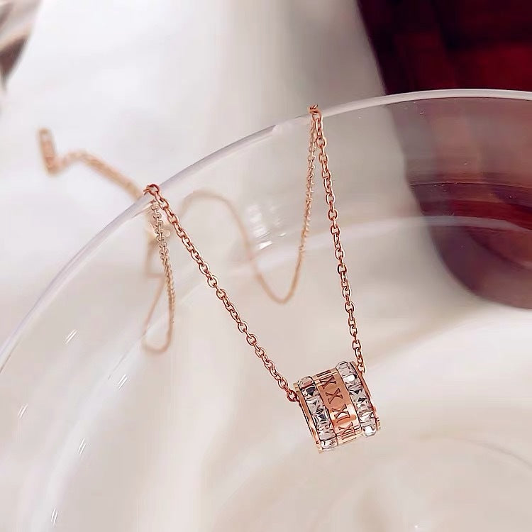 Simple Titanium Steel Roman Digital Flash Necklace