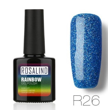 Sans clous, longue tenue, non toxique, vernis à ongles, colle de photothérapie ROSALIND, système arc-en-ciel étoilé.