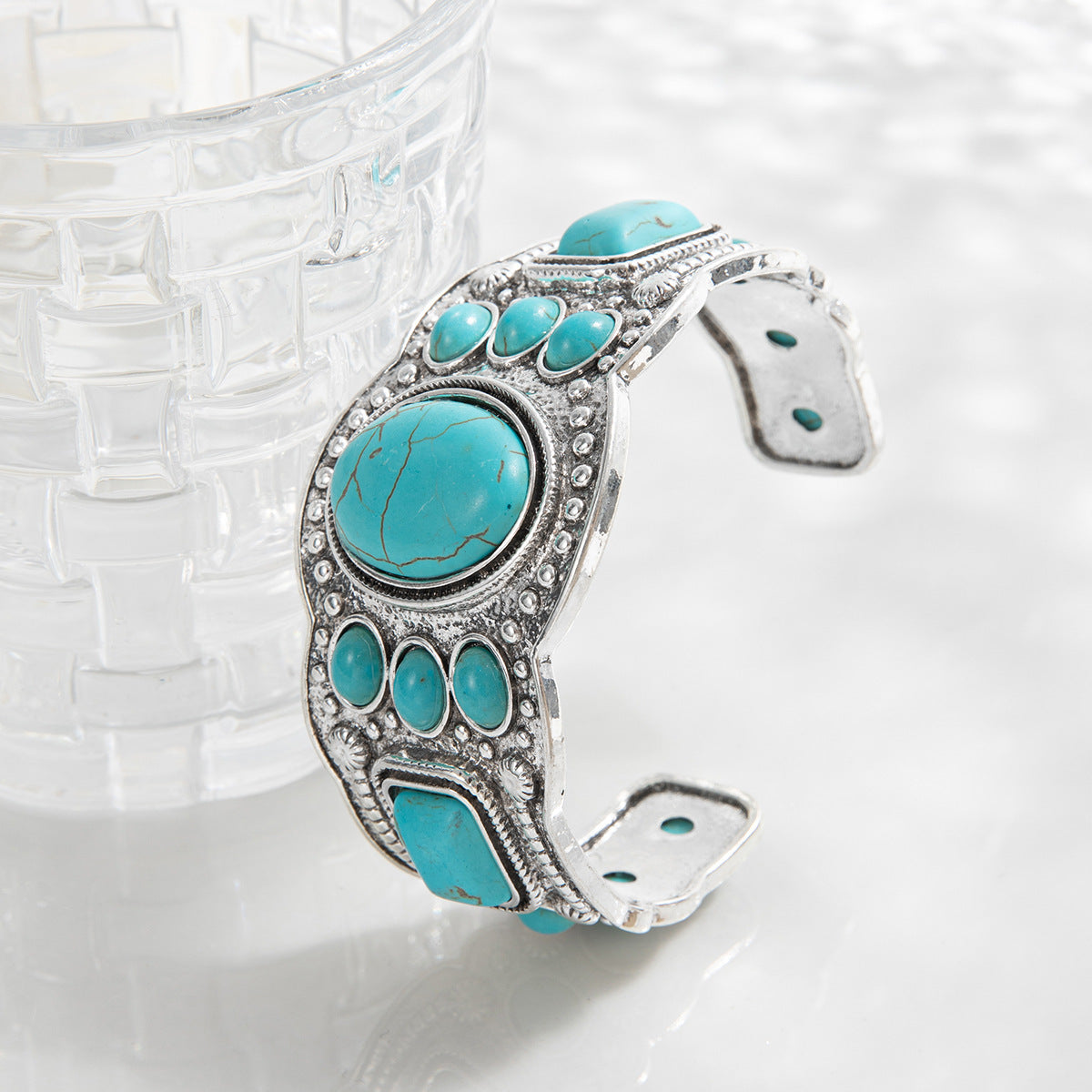 French-style Retro Ethnic Turquoise Bracelet For Women