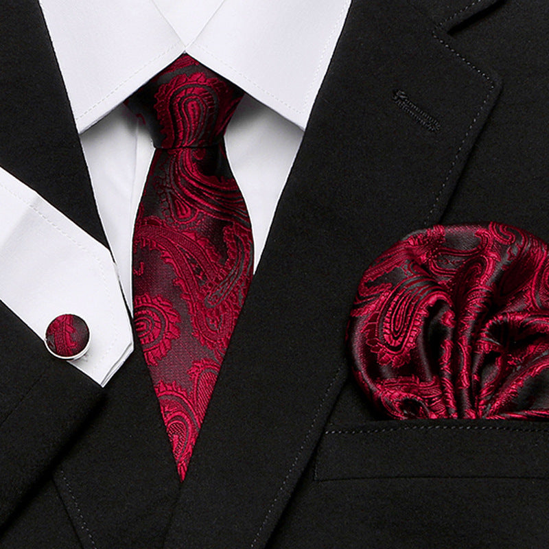 Men's Fashion Simple Cashew Flower Tie Three Pieces Set