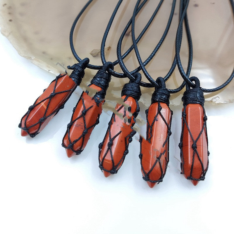 Adjustable Natural Stone Mesh Braided Necklace