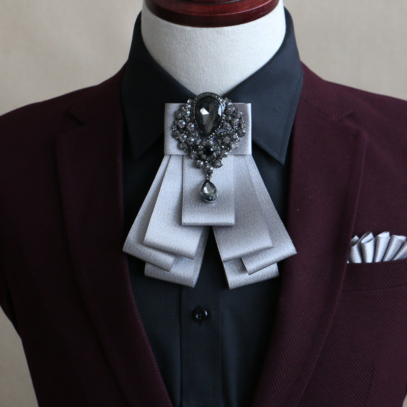 Men's Fashion Simple Diamond Bow Tie Set
