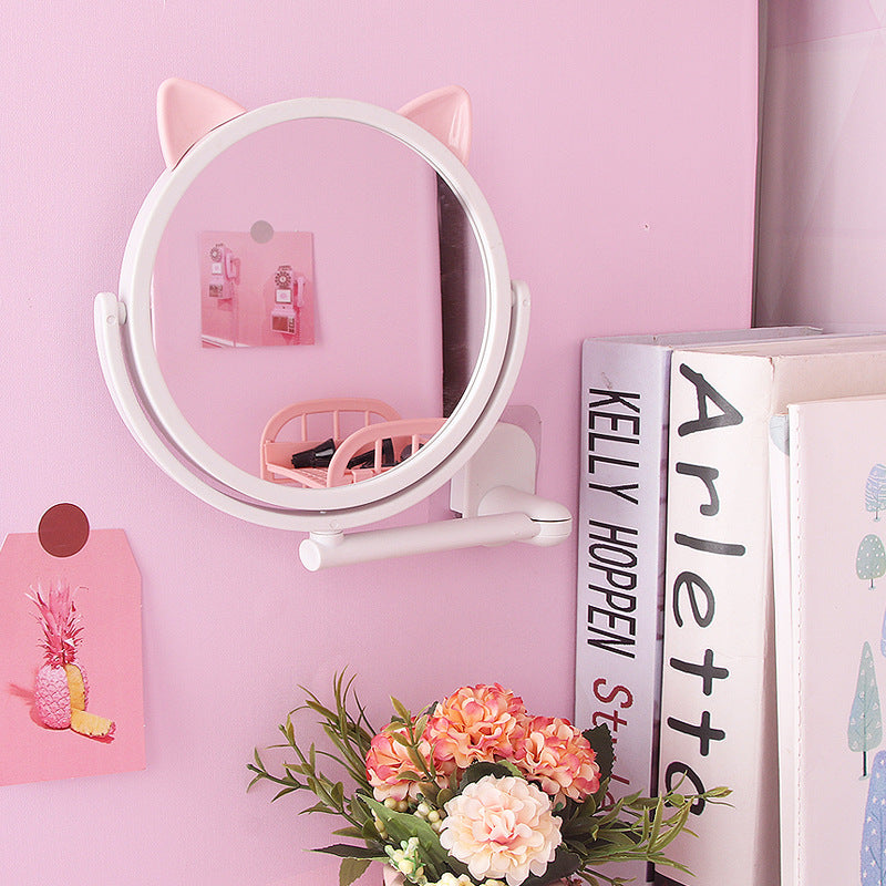 Punch-free cute wall-mounted makeup mirror