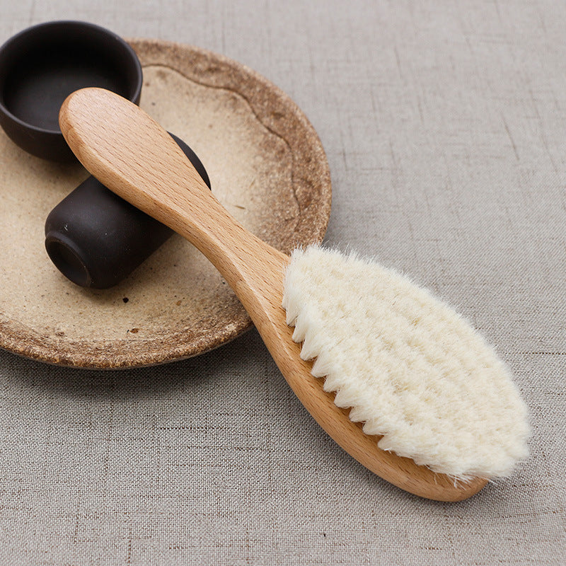 Brosse à cheveux de bébé en bois massif et laine