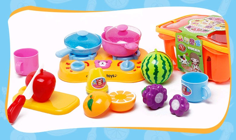 Children's play house fruit basket Fruit cut and cut Infant kitchen play house educational toys