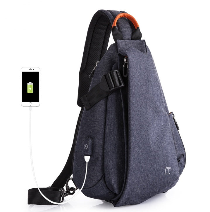 Sac à bandoulière, sac de poitrine tendance pour hommes, sac en diagonale Oxford, sac de sport de marque branchée.