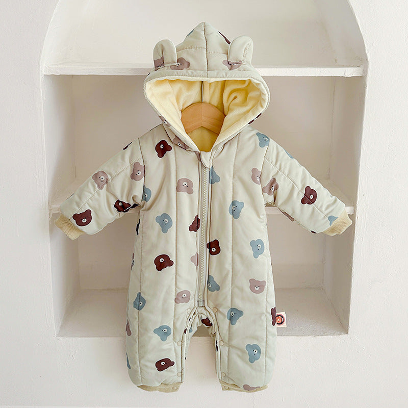 Baby Thickened Cute Cartoon Compressed Cotton Children Thermal Quilted Rompers Jumpsuit