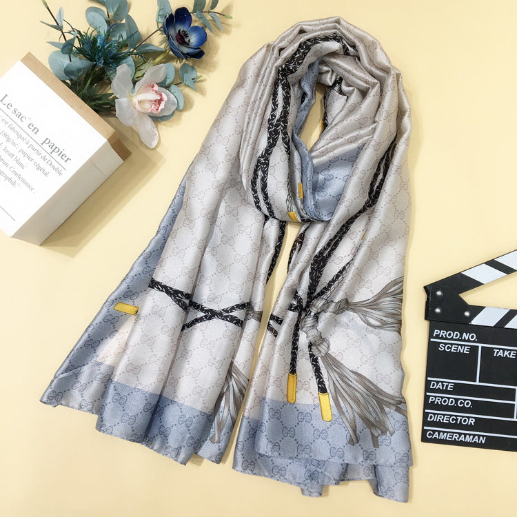 Silk Scarf Women's Spring and Autumn Long Silk With Shawl
