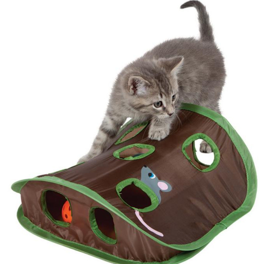 Jouet interactif pour chat en forme de puzzle pour animaux de compagnie, clochette à neuf trous, balle, cachette et chenil pour chat.