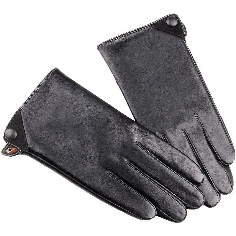 Leather Gloves Men's Winter Touch Screen Sheepskin