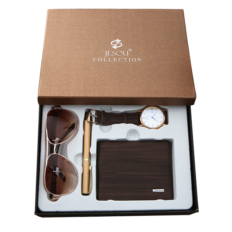 Men's Gift Set Watch Wallet Signature Pen Sunglasses Combination
