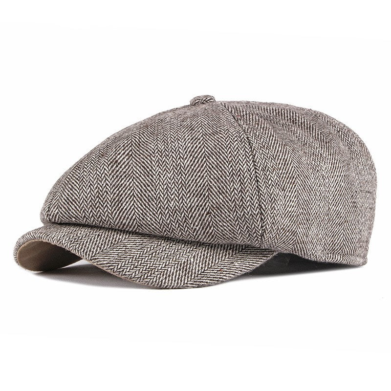 Vintage octagonal hat middle-aged and elderly warm cap