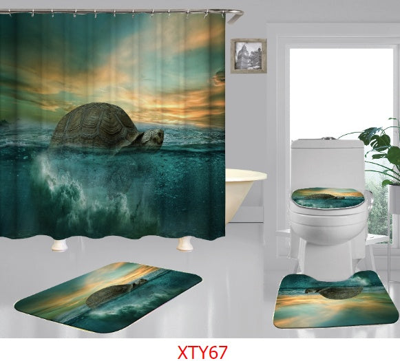 Ocean digital printing shower curtain