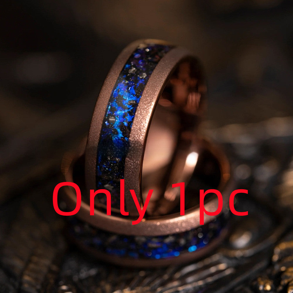 Blue Gravel Iron Chip Gun Black Sand Blasting Tungsten Ring 8mm