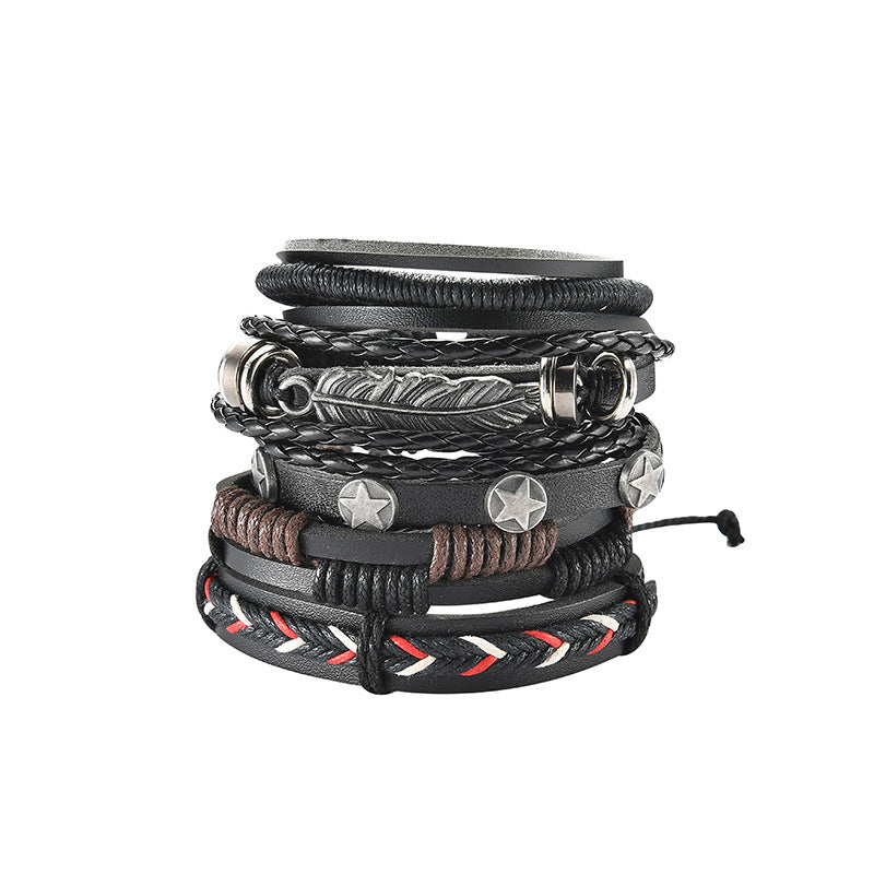 Bracelet en cuir multicouche pour hommes