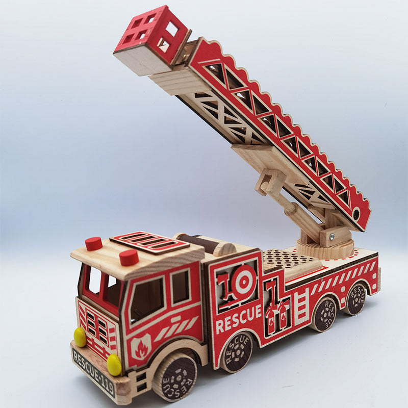 Véhicule de dépannage de pompiers en bois jouet réglable