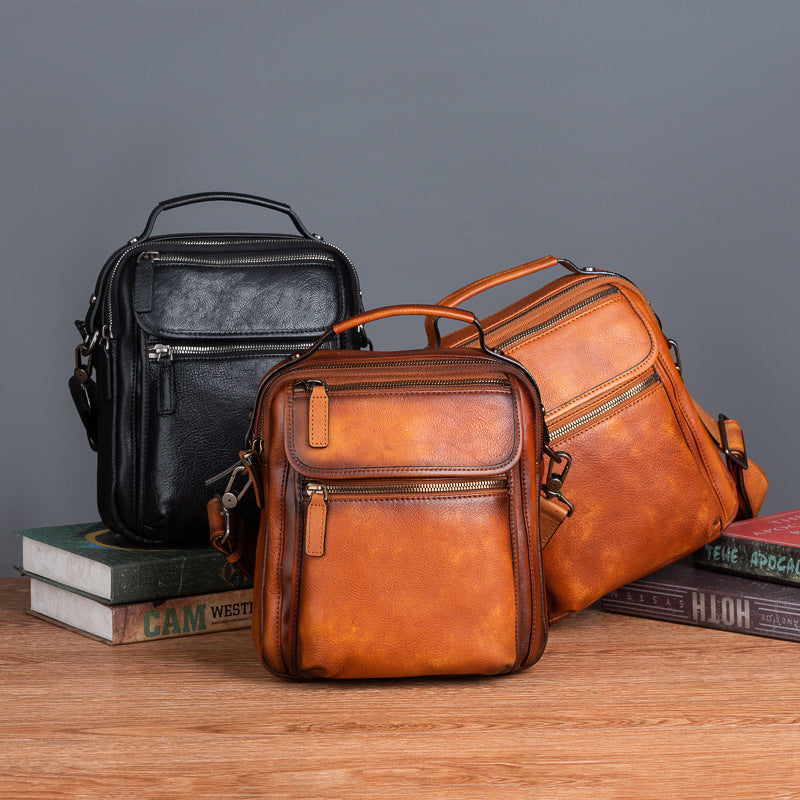 Cowhide Retro Casual Men's Messenger Bag