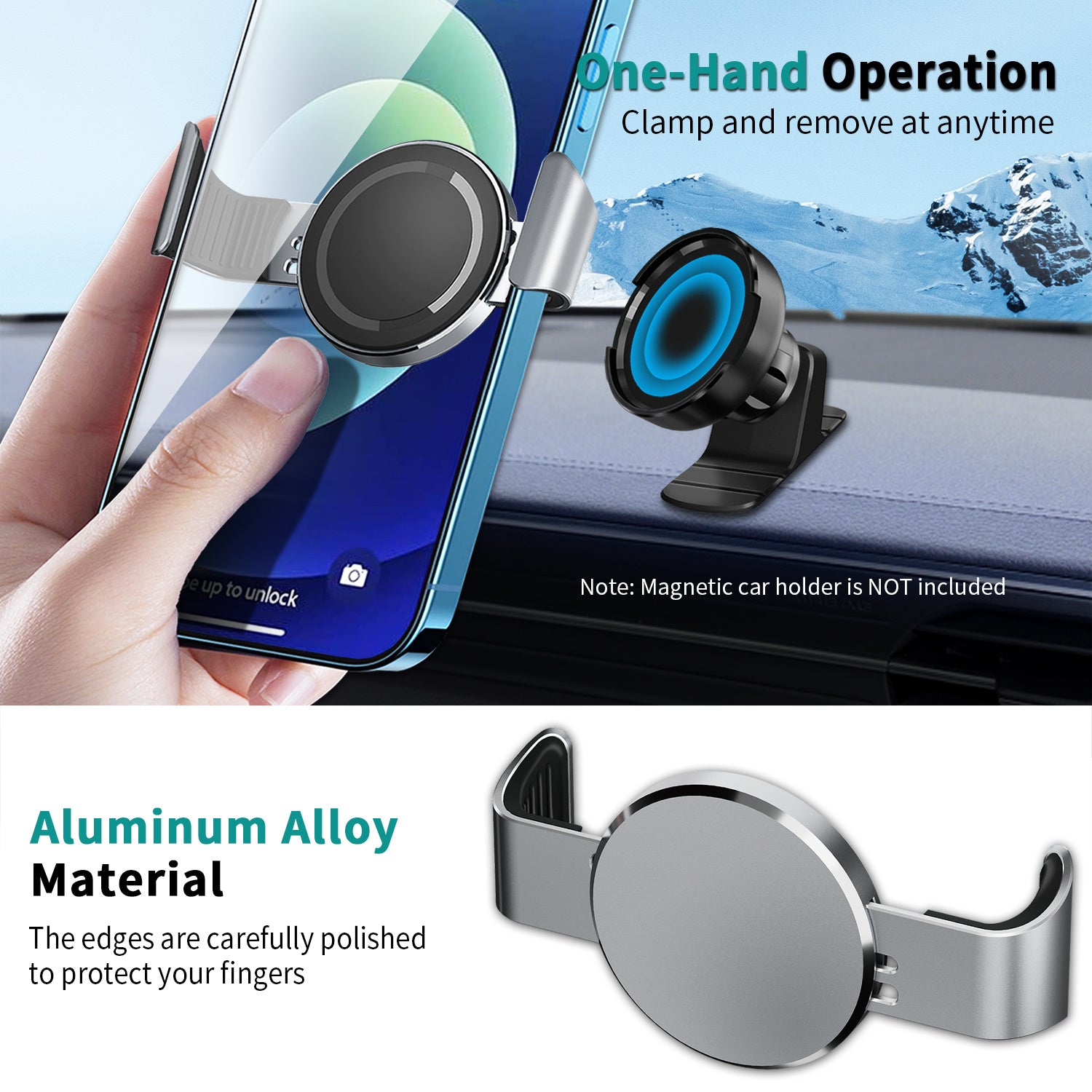 Support de téléphone portable magnétique pour grille d'aération de voiture