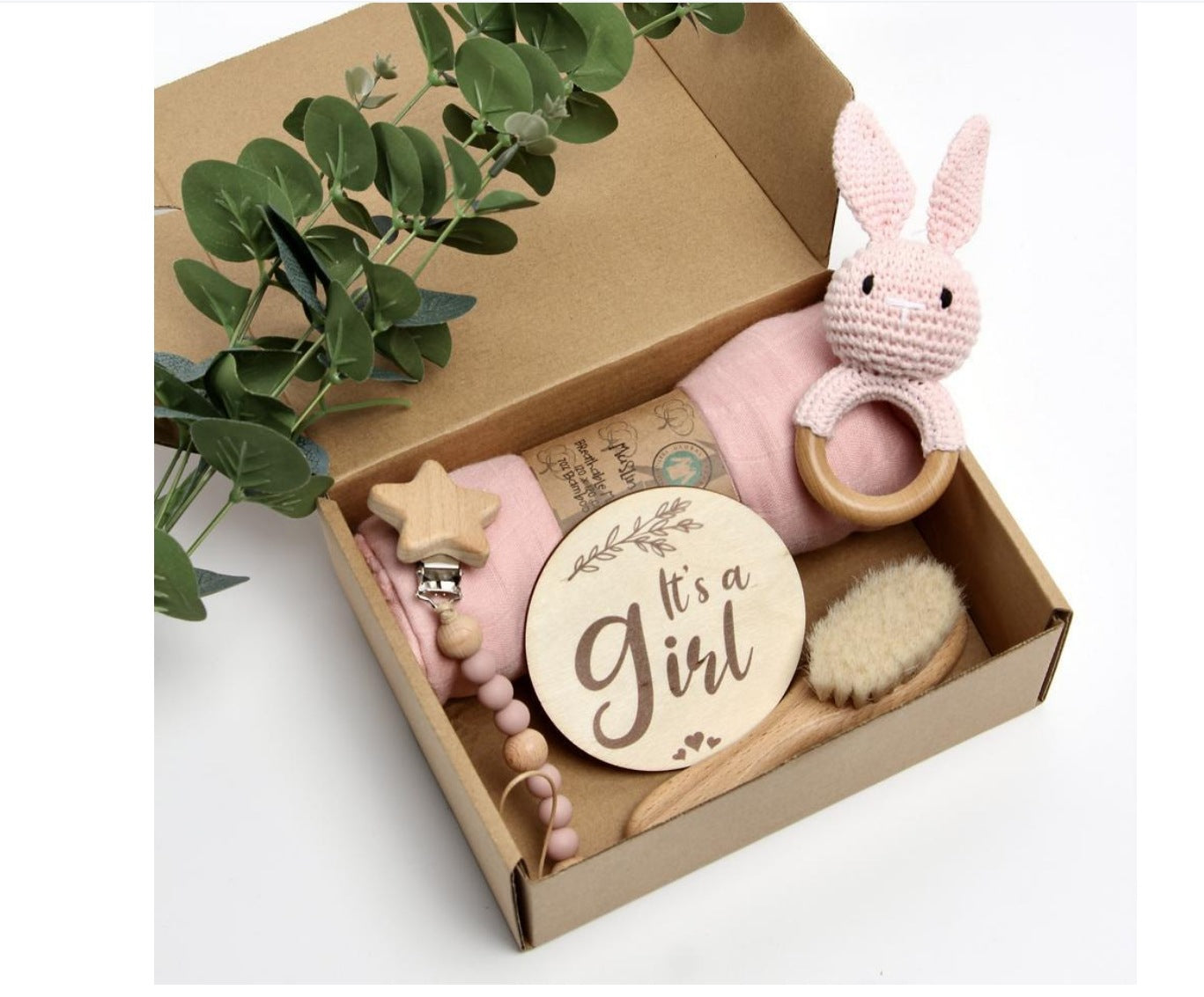 Baby Crochet Wooden Rattle Suit Birth Gift Box Fork Baby Newborn And One Month Old Gift