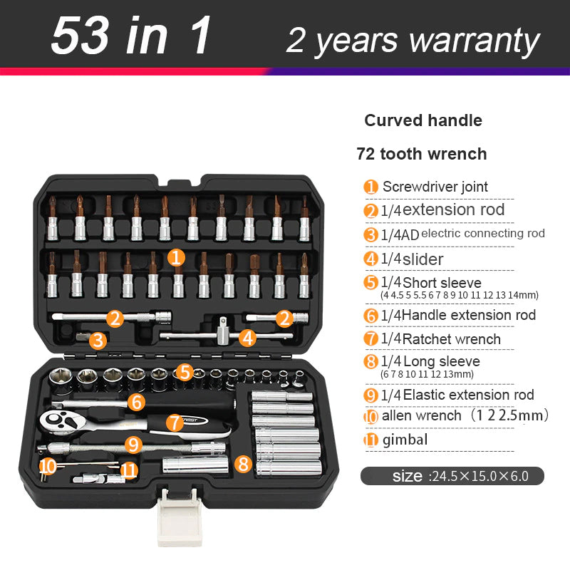 Auto Repair Toolbox Set Socket Wrench Sleeve Combination