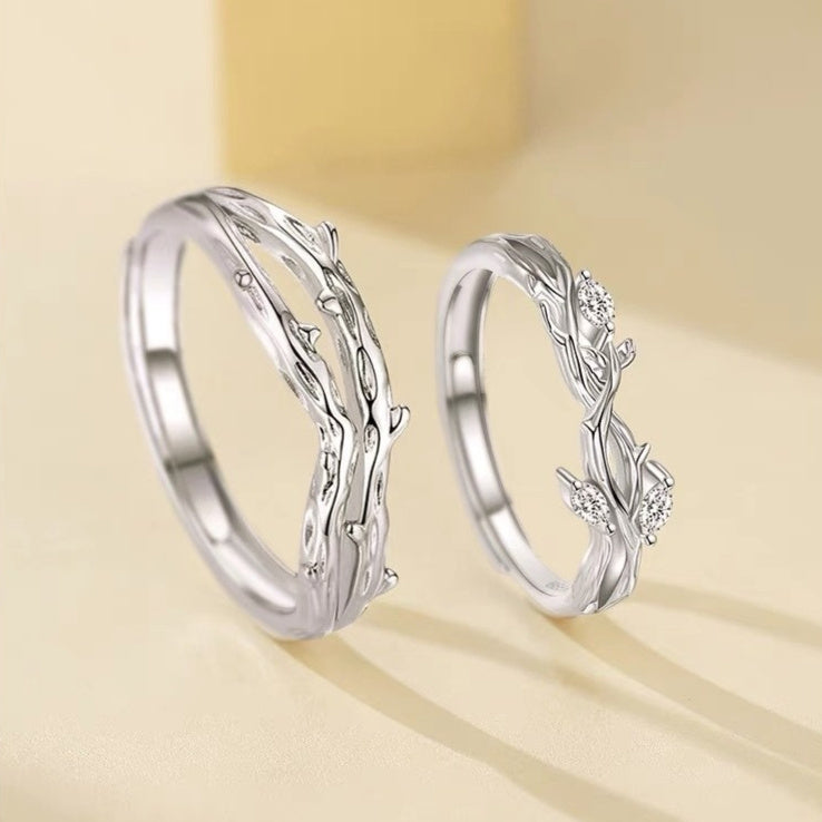 S999 Sterling Silver Couple's Couple Rings Light Luxury High-end Sense