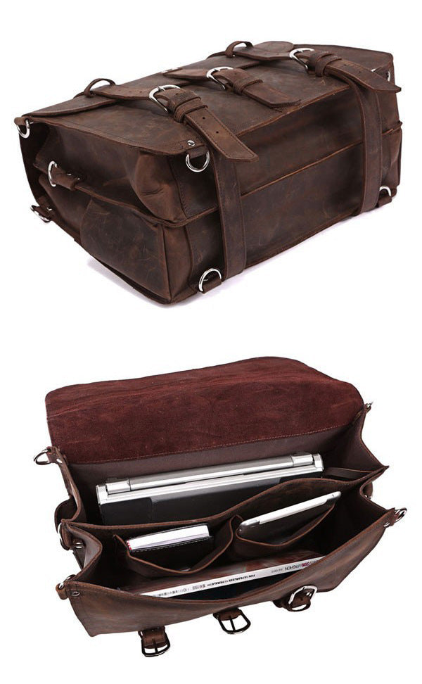 Sac de voyage rétro en cuir Crazy Horse pour hommes