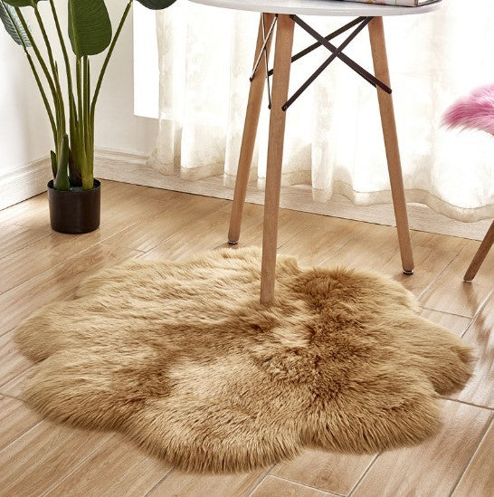 Tapis en Laine Artificielle, Forme Florale, en Peau de Mouton, Poilu, Faux Tapis, Coussin de Siège en Fourrure, Chaud, Tapetes, Tapis de Sol, Tapis Doux