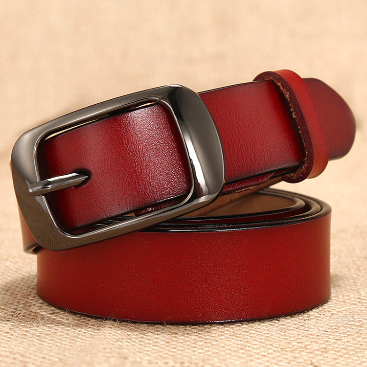 Women's Belt, All-match Women's Vibrato Fast Hand Belt, Pure Cowhide Belt, Ladies Pin Buckle Women's One Drop Shipping