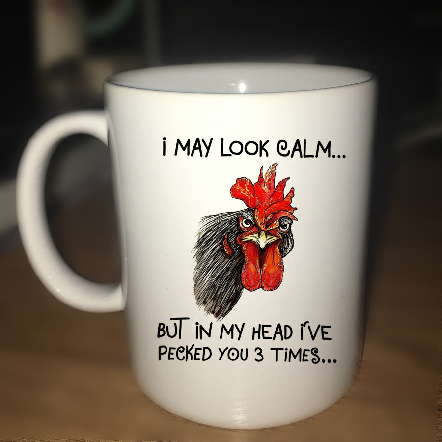 Tasse à café en céramique tête de poulet