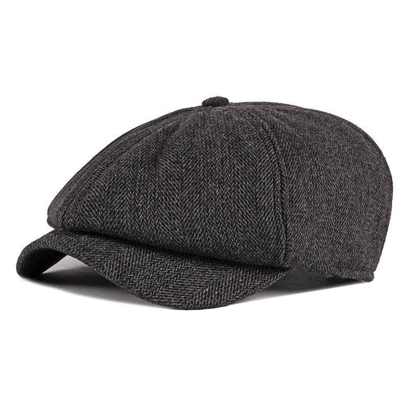 Vintage octagonal hat middle-aged and elderly warm cap
