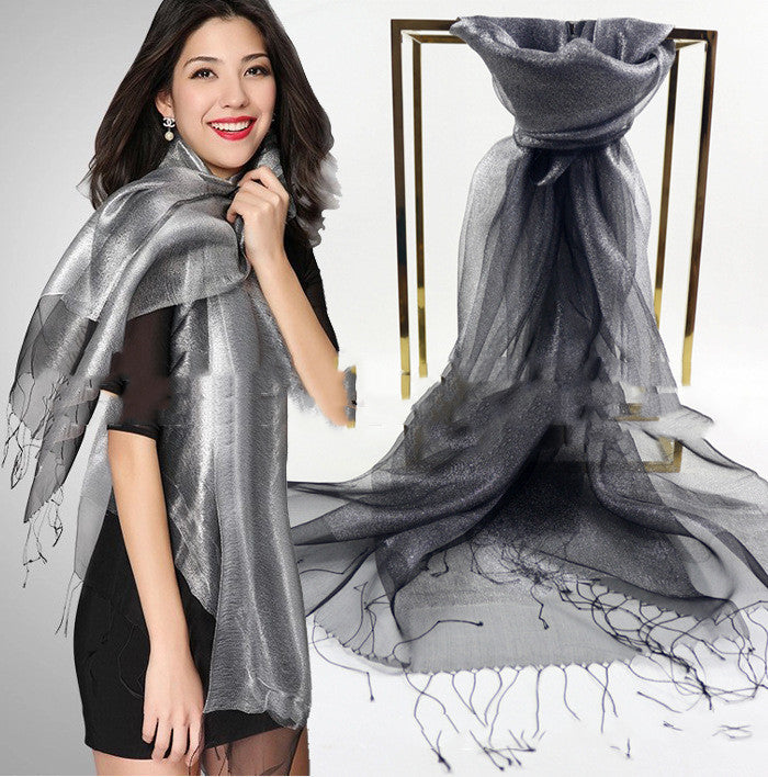 Foulard en Soie Élégant Double Couche de Soie pour Femme, Tendance et Haut de Gamme