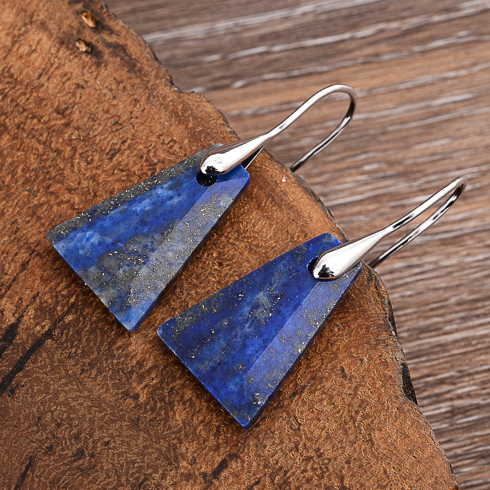 Boucles d'oreilles Lapis-lazuli Boucles d'oreilles mode européenne et américaine Boucles d'oreilles mode multicolores