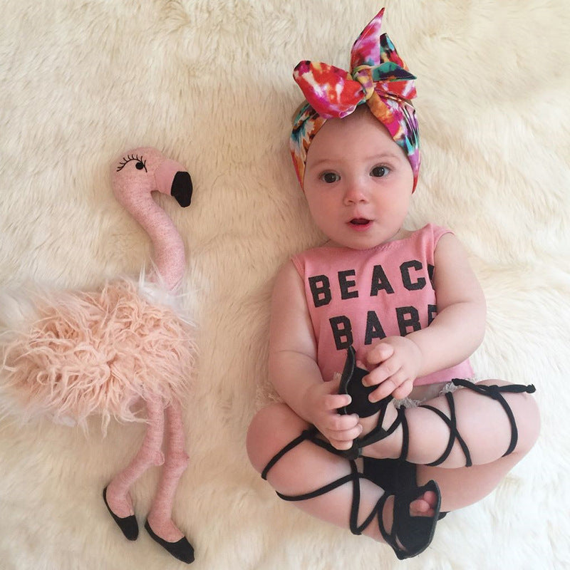 Beach Babe Set Sleeveless Crop Top T Shirt Tassels Triangle Shorts Outfit Clothes