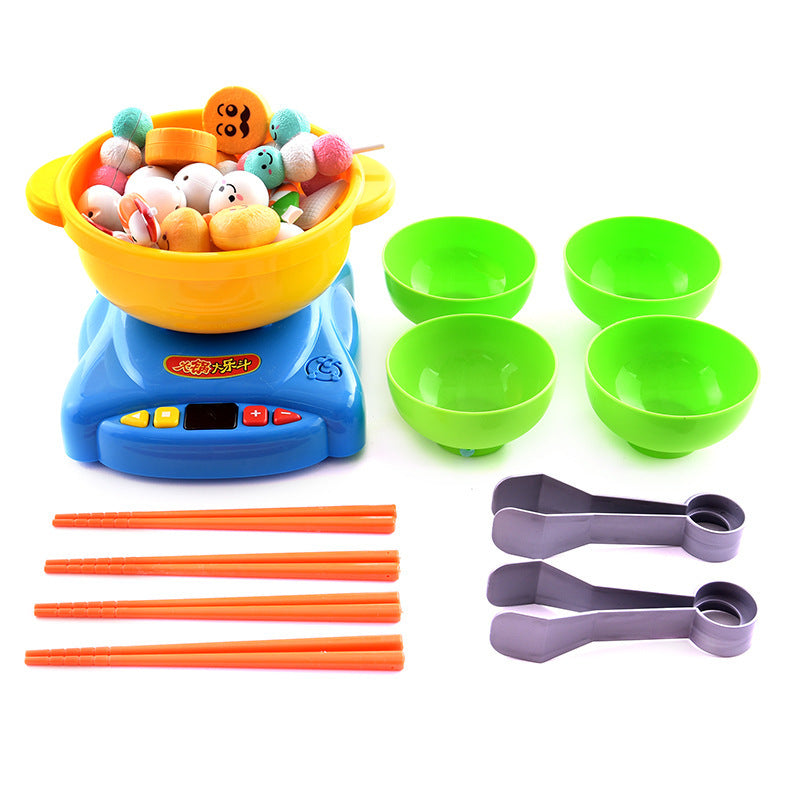 Children's Play House Simulation Kitchen Toy Hot Pot Big Music Bucket Chopsticks