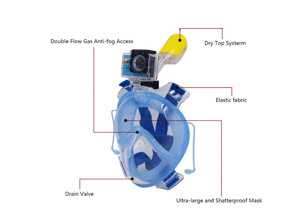 Anti-Fog Full Face Diving Mask GoPro Compatible