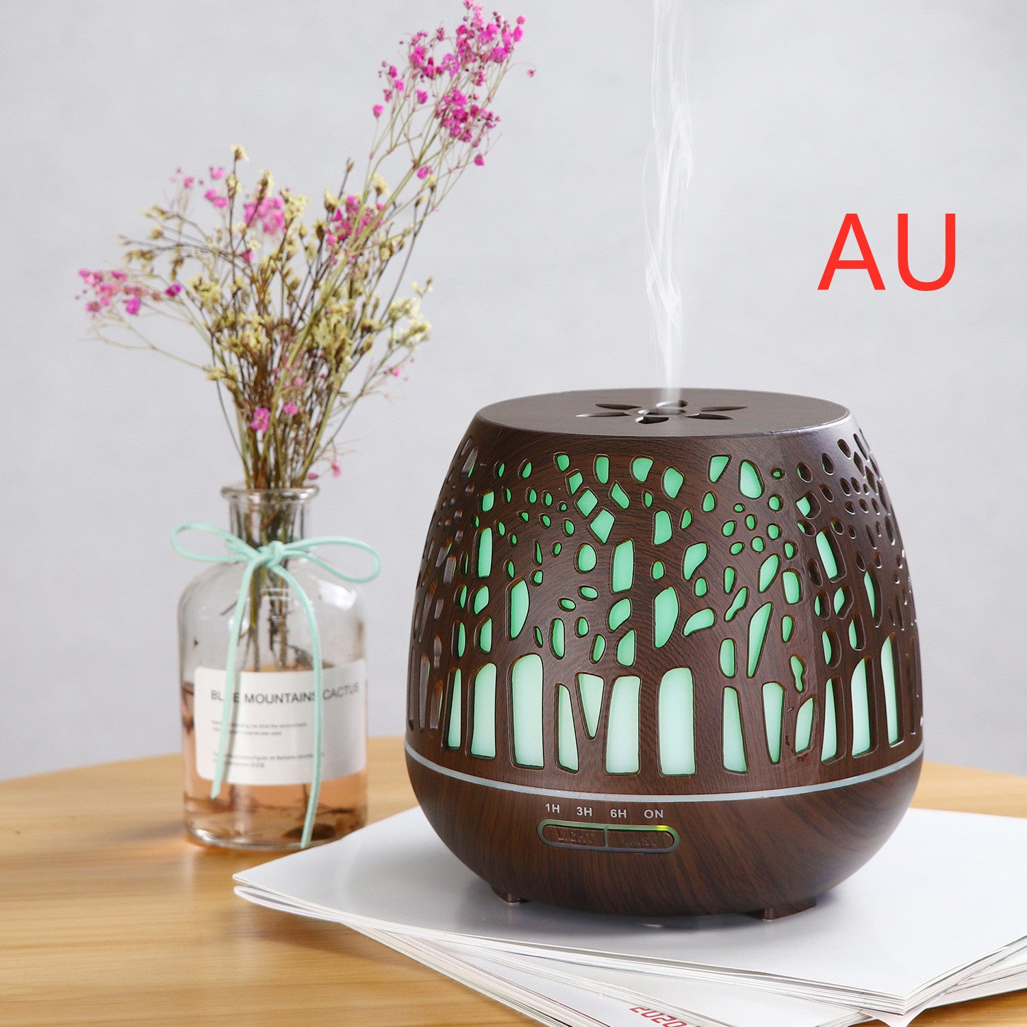 Diffuseur d'huiles essentielles d'ambiance, creux, coloré, humidificateur ultrasonique