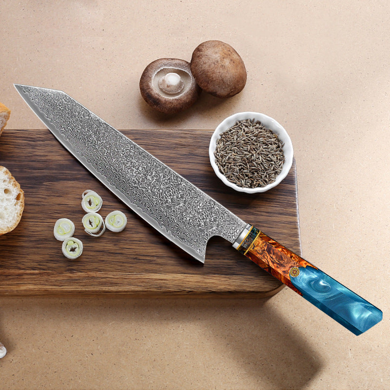 Lightweight Chef's Knife With Wood Resin Handle