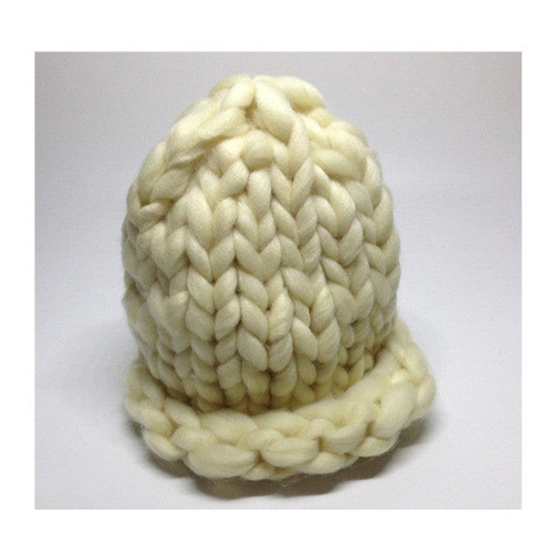 Solid Color Hemming Twist knit Pullover Hat Basin Hat