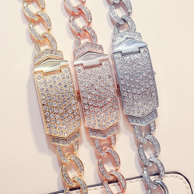 Ladies Bracelet Watch with Full Diamond Flip Cover