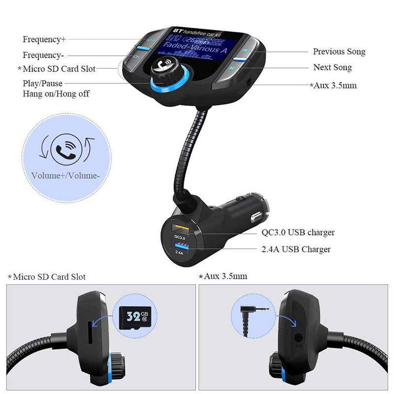 Car Bluetooth transmitter fast charge