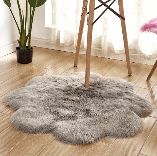 Tapis en Laine Artificielle, Forme Florale, en Peau de Mouton, Poilu, Faux Tapis, Coussin de Siège en Fourrure, Chaud, Tapetes, Tapis de Sol, Tapis Doux