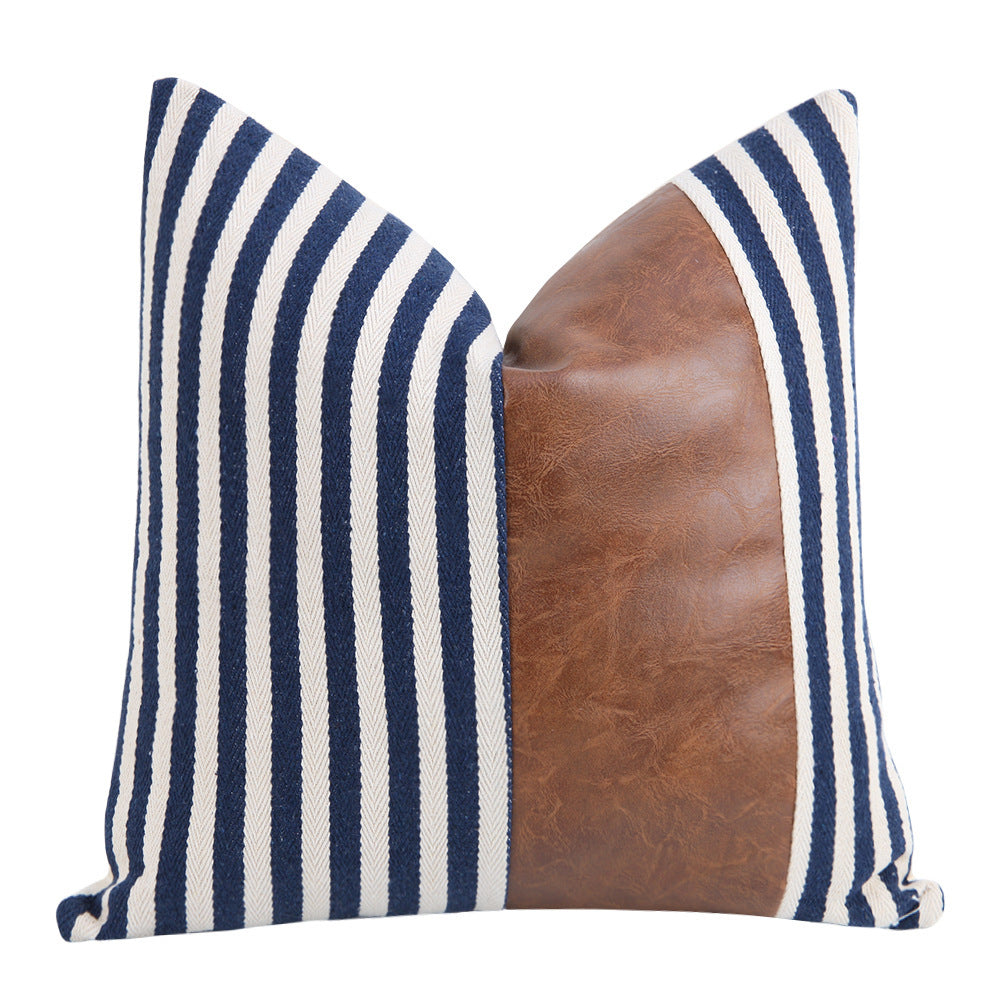 Housse de coussin de canapé en similicuir à rayures épaisses style nordique pour voiture