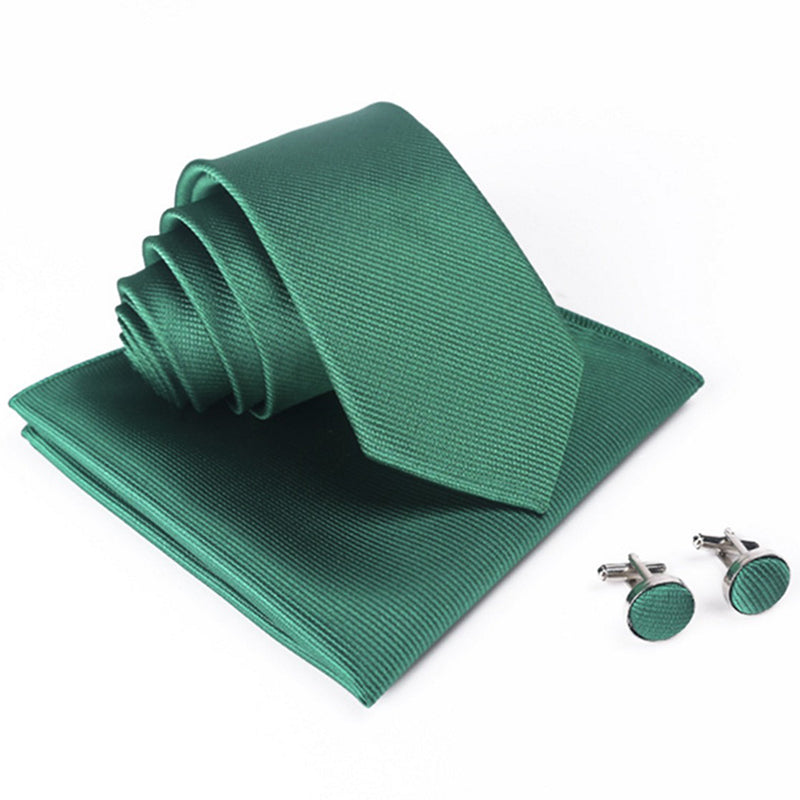 Men's Cufflinks Square Tie Three Piece Set