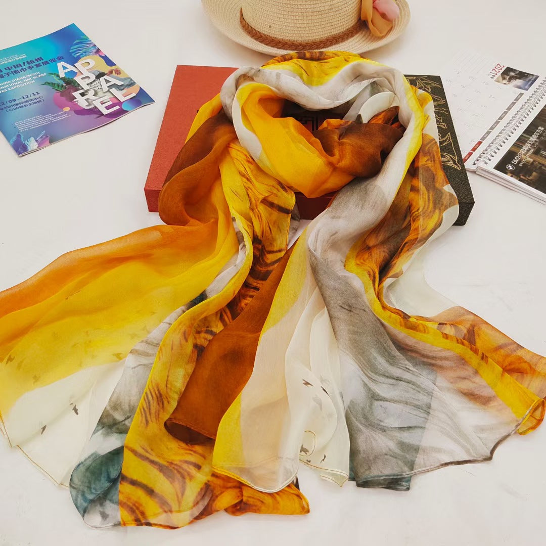Women's Autumn Digital Inkjet Printing Silk Scarf