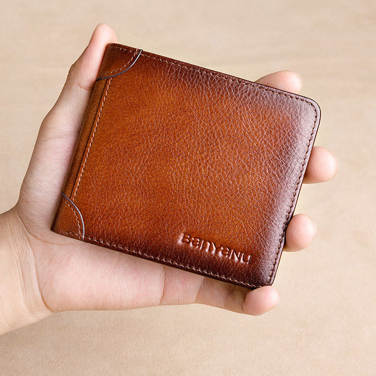 Portefeuille horizontal en cuir grande capacité pour homme