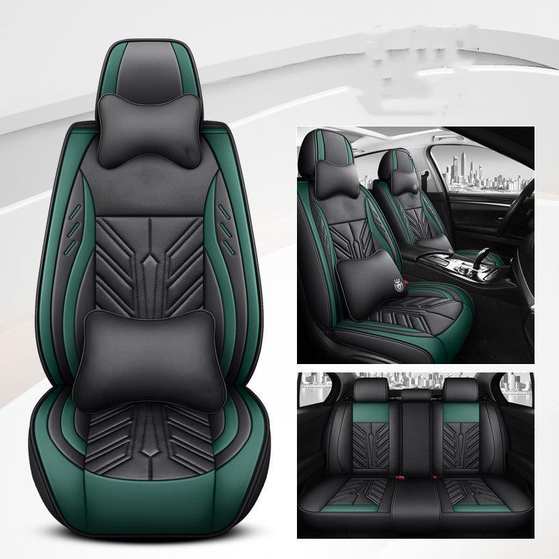 Coussin de siège de voiture tout compris, résistant à l'usure, entièrement en cuir, avec surpiqûres contrastées
