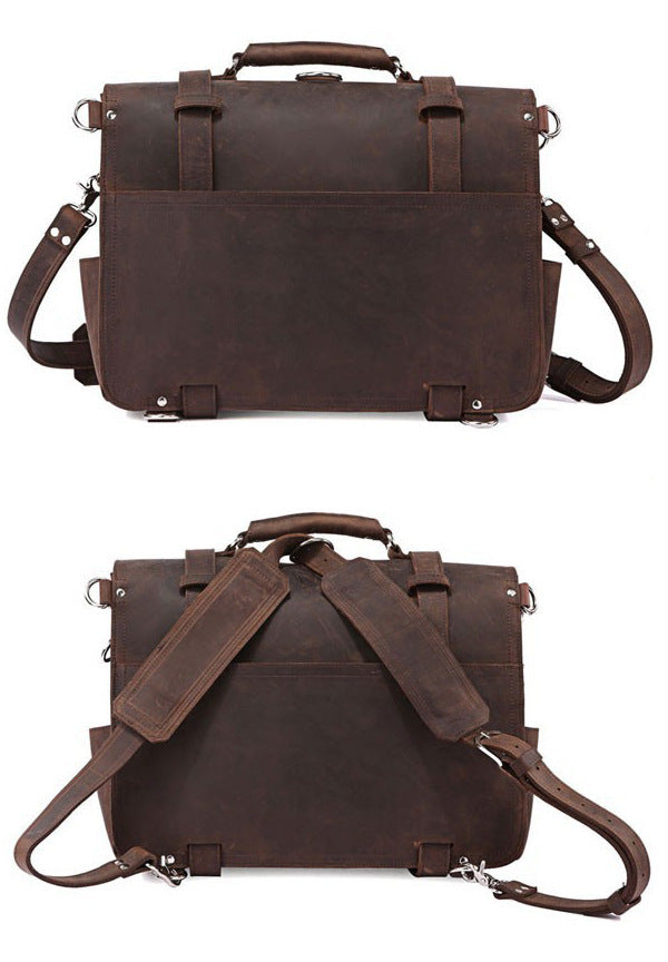 Sac de voyage rétro en cuir Crazy Horse pour hommes