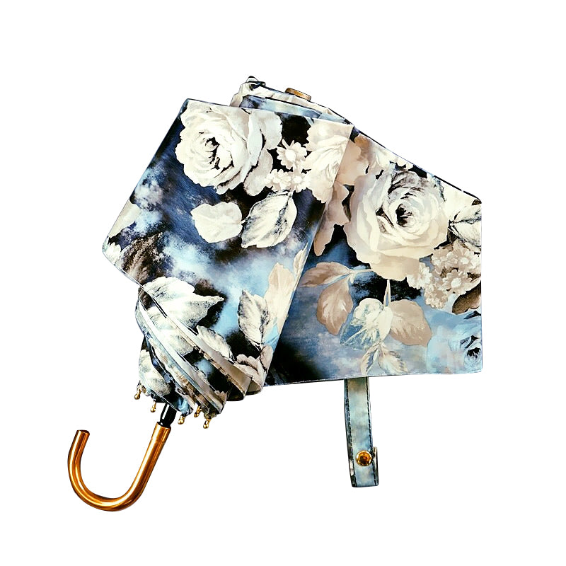 Three fold retro ink wind rose umbrella