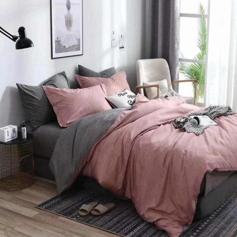Three sets of textured stone quilt cover and pillowcase