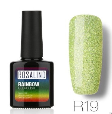 Sans clous, longue tenue, non toxique, vernis à ongles, colle de photothérapie ROSALIND, système arc-en-ciel étoilé.
